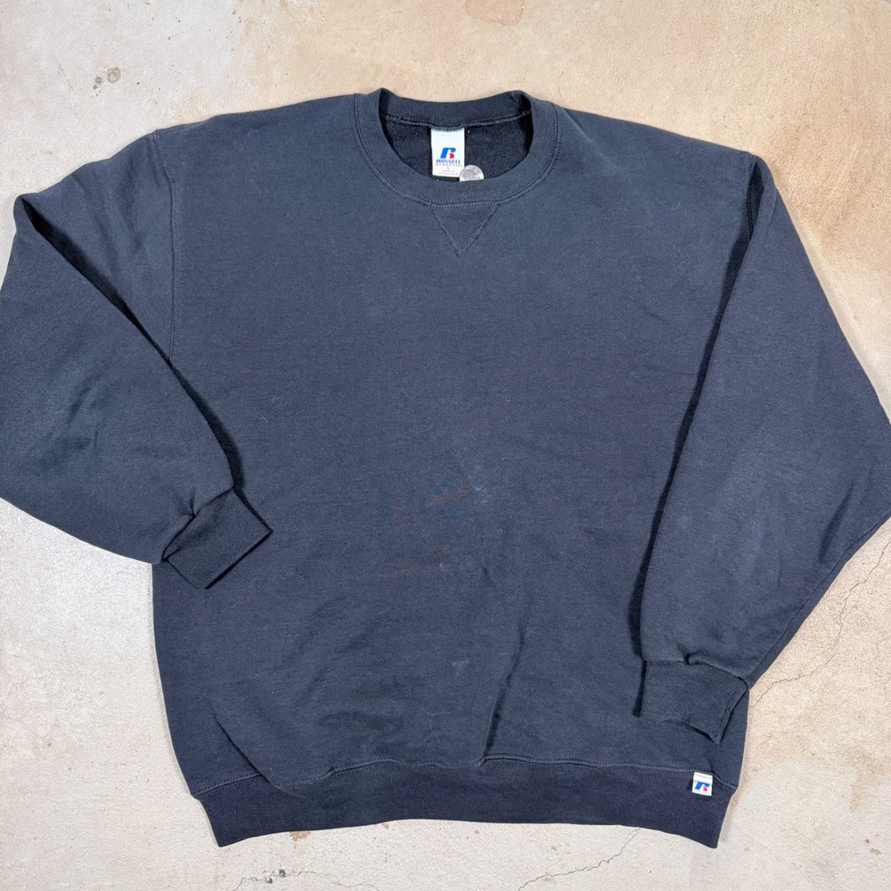 Russell Athletic Mens L Crewneck Sweatshirt Pullover Long‎ Sleeve Black